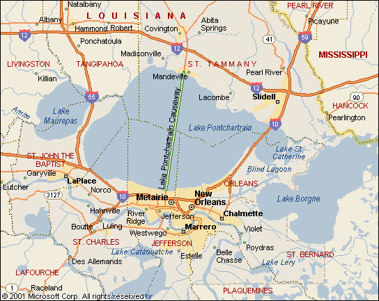 Charter Buses - Service Areas in Louisana