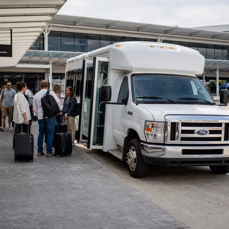 Black Mercedes Sprinter van staged for an New Orleans Airport Transportation group