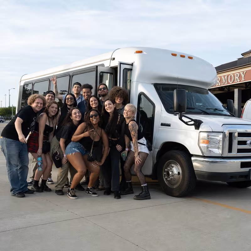 Black Mercedes Sprinter van staged for an New Orleans Concert Transportation group