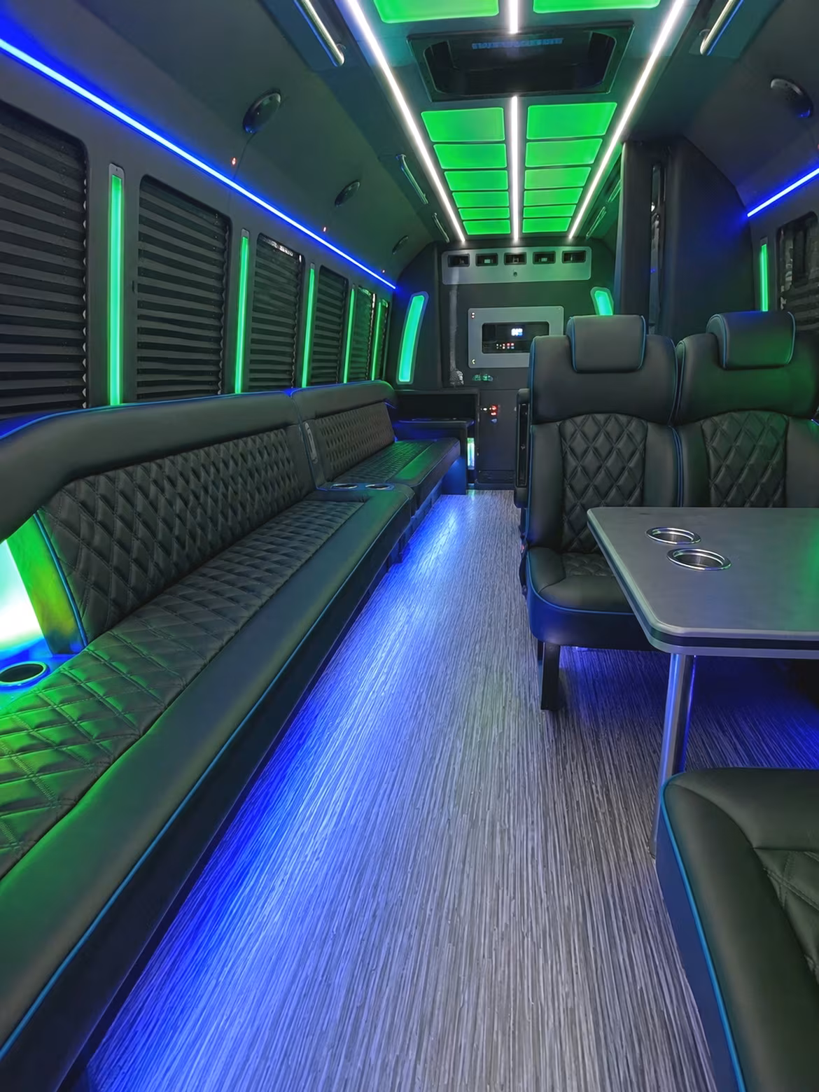 New Orleans Bachelor & Bachelorette Transportation party bus interior