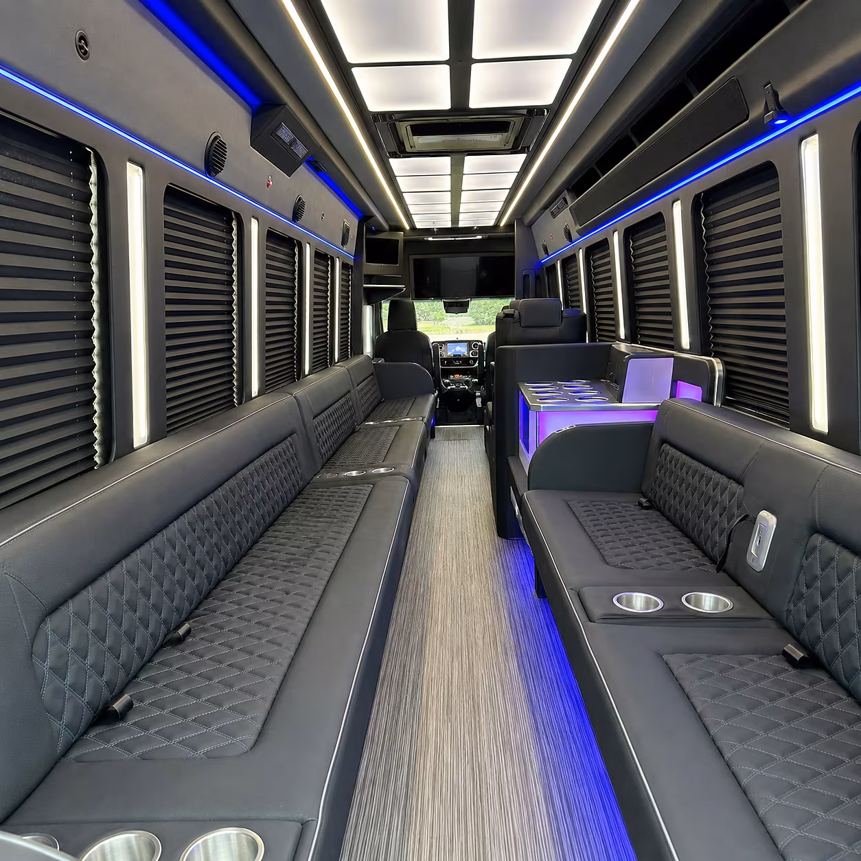New Orleans Bachelor & Bachelorette Transportation party bus interior