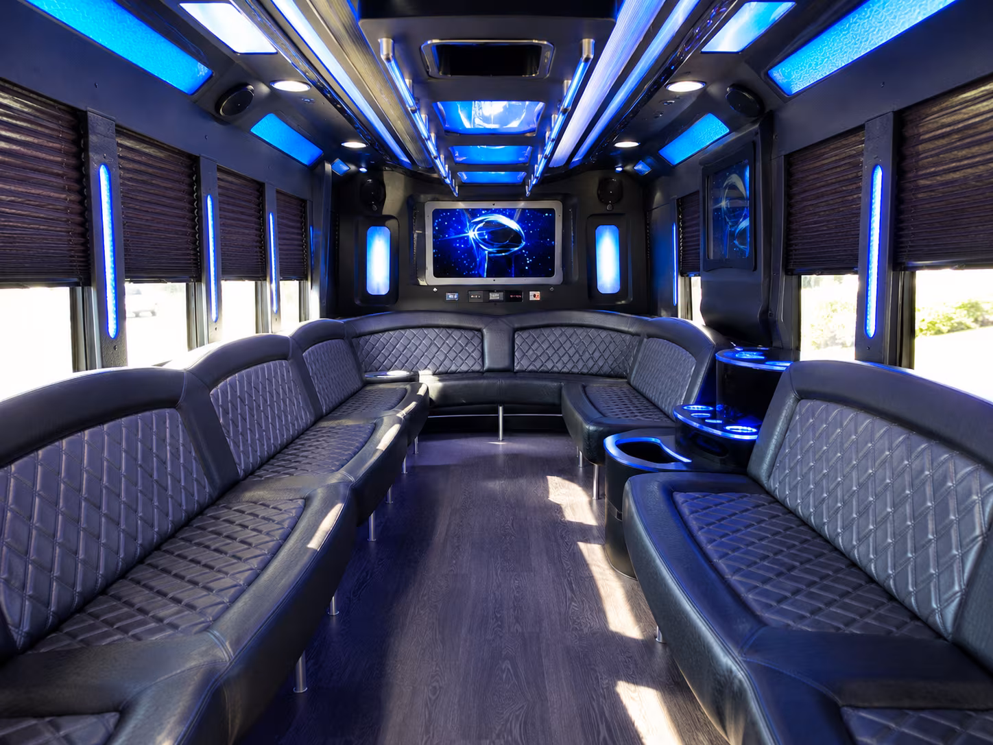 New Orleans Bachelor & Bachelorette Transportation party bus interior