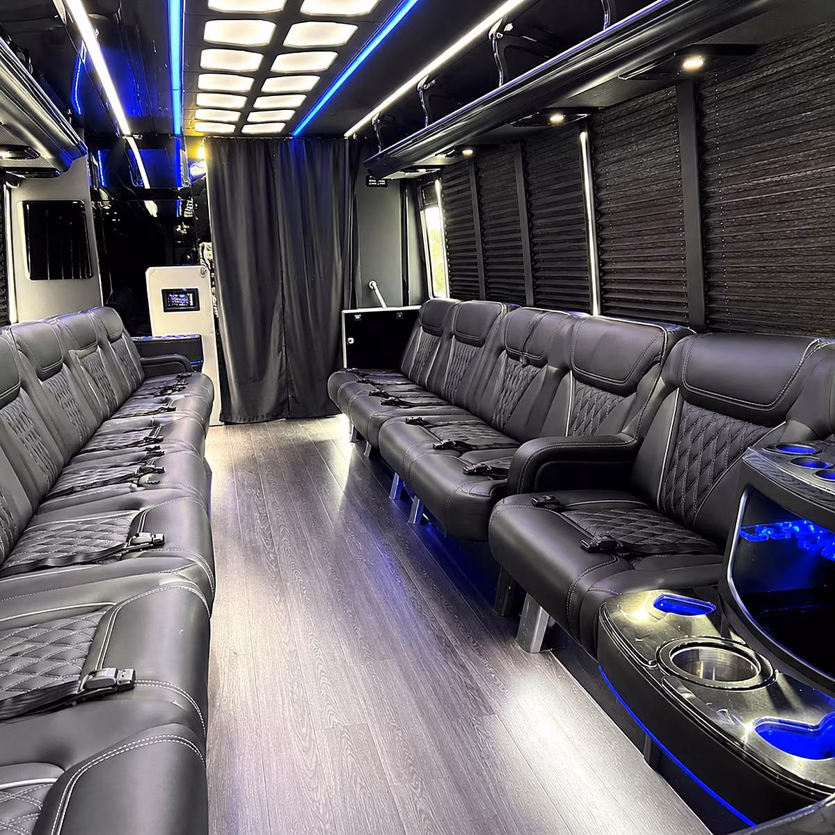 New Orleans Sporting Event Transportation party bus interior