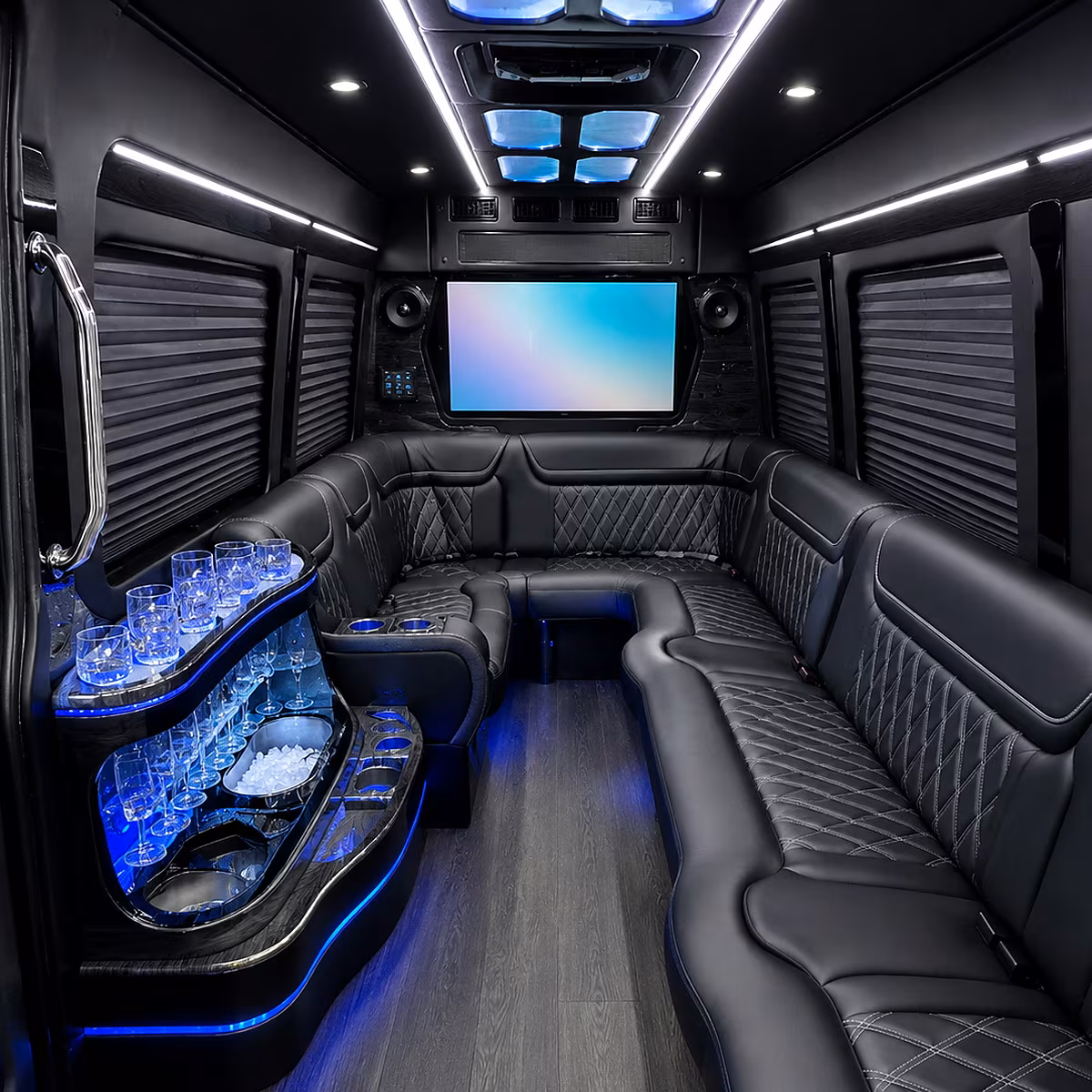 New Orleans Sporting Event Transportation party bus interior