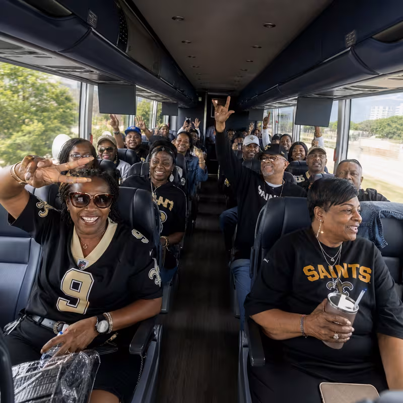 Black Mercedes Sprinter van staged for an New Orleans Sporting Event Transportation group